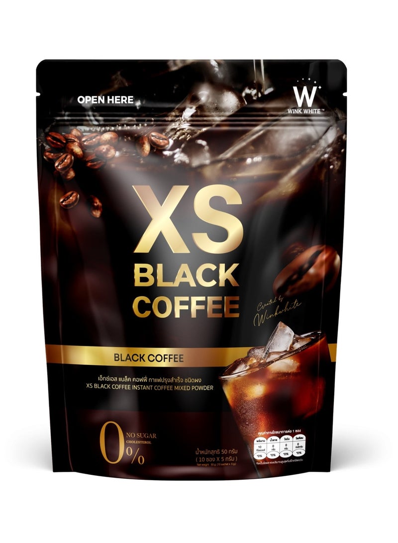وينك وايت قهوة وينك وايت إكس إس السوداء - خالية من السكر والكوليسترول، قهوة تخسيس سريعة التحضير - مزيج أرابيكا للتحكم في الوزن وتعزيز الطاقة - 10 أكياس × 5 جم - Image 1