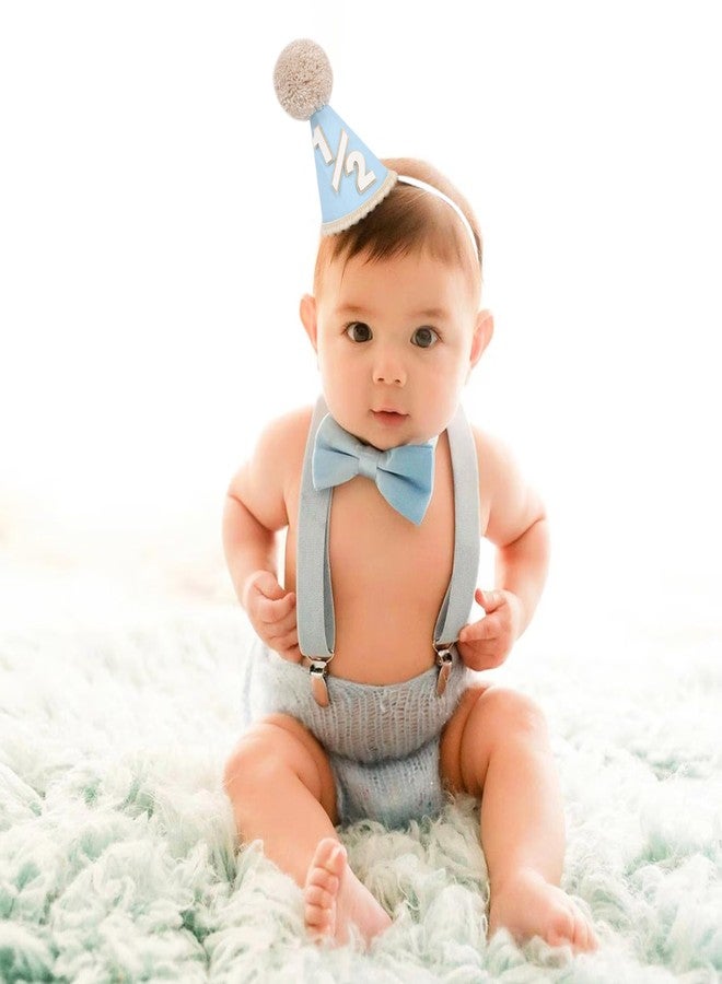 Jissoo Blue 1/2 Birthday Hat - Rustic Six Months Birthday Decorations,Half Way To One Party Hat Photo Props,Little One Half Cake Smash Decorations,1/2 Blue Hat Outfit - Image 5