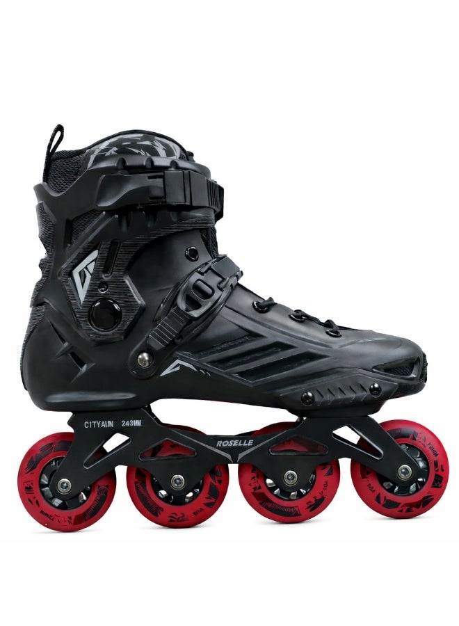 ROSELLE Professional Inline Skates for Adults & Teens – ABEC-7 Bearings, PU Wheels, Aluminium Frame, Hard Shell Support, Triple Buckle Closure, Outdoor Fitness Roller Blades - Image 4