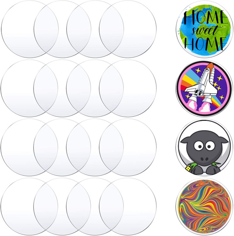 ARS 16 Pieces Clear Acrylic Sheet 0.08 Inch Thick Acrylic Plastic Disc Transparent Round Acrylic Panel Circle Acrylic Sheets Sign for Picture Frame Painting DIY Crafts (5 cm) - Image 2