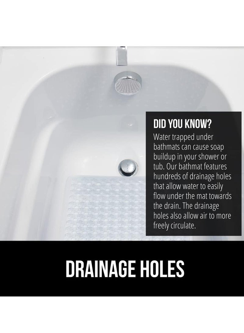 Bath Tub Shower Mat, 88x40cm Washable Bathtub Floor Mats, Suction Cups and Drain Holes to Keep Tubs Clean, Clear - Image 4