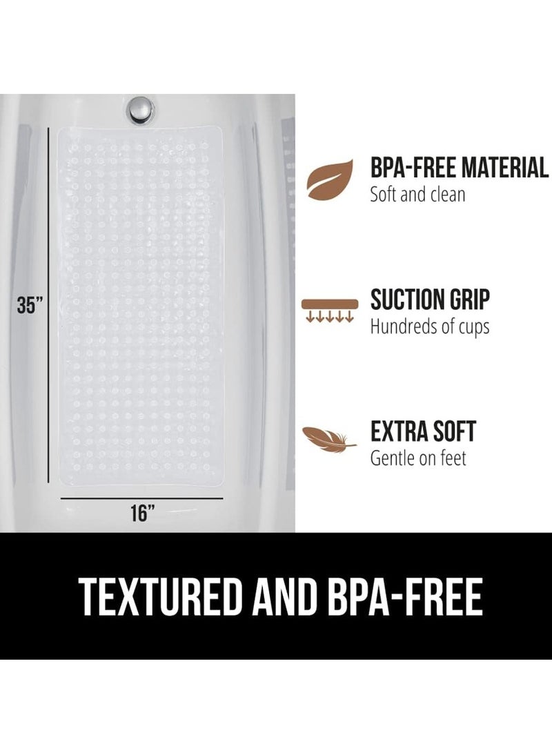 Bath Tub Shower Mat, 88x40cm Washable Bathtub Floor Mats, Suction Cups and Drain Holes to Keep Tubs Clean, Clear - Image 5