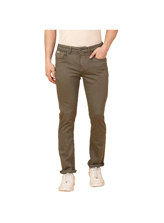 Being Human Mens Olive Straight Fit Denims