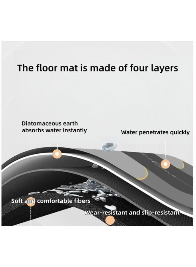 سجادة حمام دياتوم ، سجادة حمام مضادة للانزلاق وسجادة حمام جافة سريعة ، سجادة حمام ممتصة فائقة مع سجادة غير انزلاق ، سميكة ، ناعمة ، أسهل تنظيف (40 × 60 سم ، شبه دائرية) - Image 2