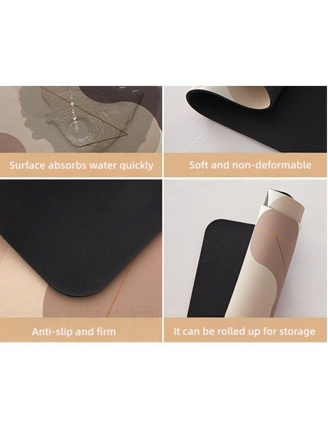 سجادة حمام دياتوم ، سجادة حمام مضادة للانزلاق وسجادة حمام جافة سريعة ، سجادة حمام ممتصة فائقة مع سجادة غير انزلاق ، سميكة ، ناعمة ، أسهل تنظيف (40 × 60 سم ، شبه دائرية) - Image 3