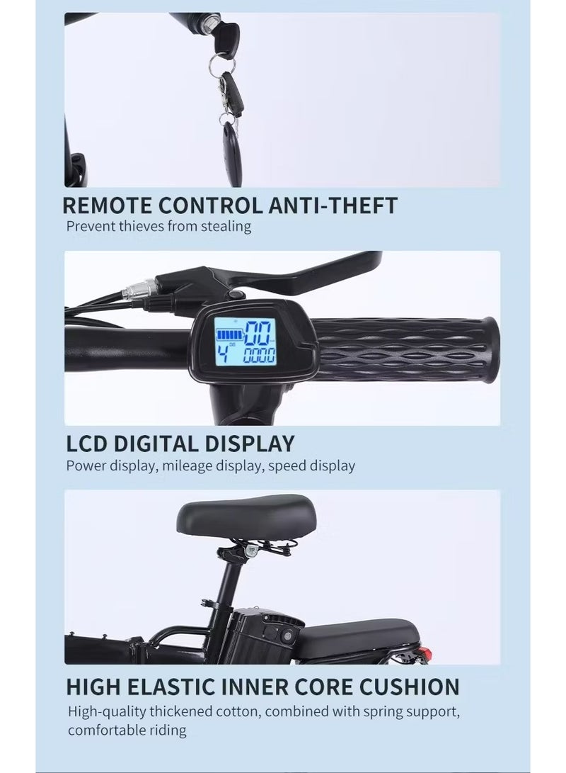Premium Portable Electric Folding Bike – 400W Brushless Motor, 48V 12A Long-Range Battery, Dual Mechanical Disc Brakes, 14-Inch Vacuum Tires - Image 3