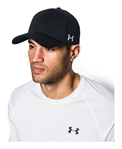 Under Armour Men's Curved Brim Stretch Fit Hat, Black (001)/White, Small/Medium - Image 3