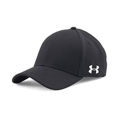 Under Armour Men's Curved Brim Stretch Fit Hat, Black (001)/White, Small/Medium - Image 4