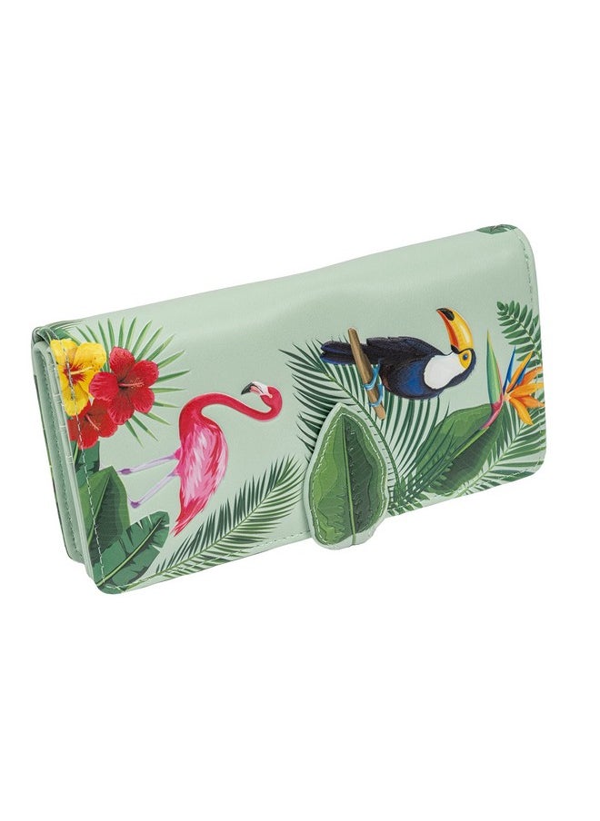 Shag Wear Women'S Premium Vegan Clutch Cardholder Zipper Wallet Purse With Pretty Tropical Paradise Green  - Image 4