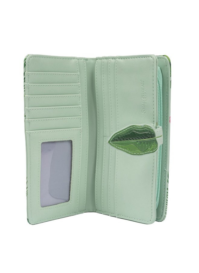 Shag Wear Women'S Premium Vegan Clutch Cardholder Zipper Wallet Purse With Pretty Tropical Paradise Green  - Image 2