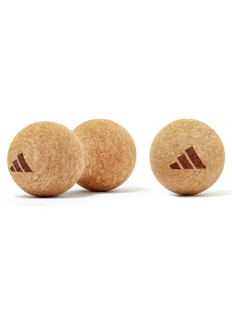Adidas Cork Double Massage Ball – Eco-Friendly Muscle Recovery Roller for Pain Relief & Flexibility - Image 1