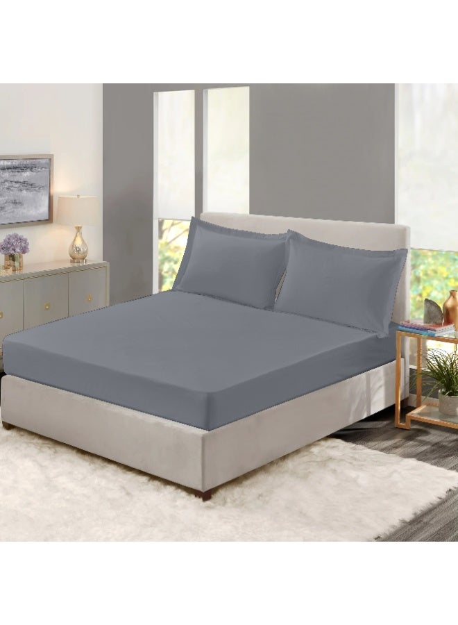 TW Premier Premium Fitted Bed Sheet Set with Oxford Edge Pillowcases | 3-Piece Set | High-Quality 90 GSM Microfiber | 30 cm Deep Pocket - Image 1