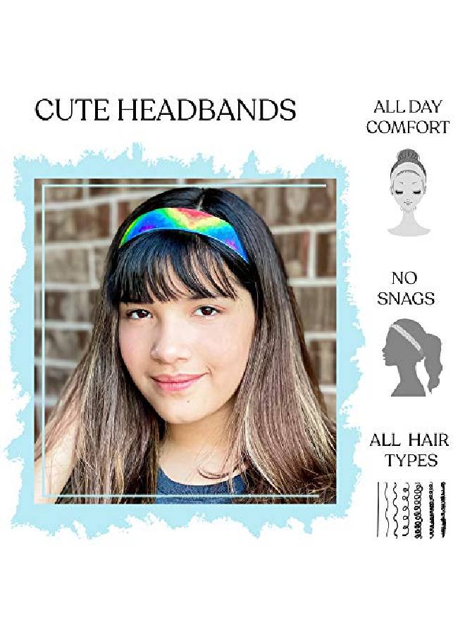 FROG SAC 6 Tie Dye Elastic Headbands For Girls No Slip Adjustable Rainbow Hair Bands For Kids Stretch Head Band For Girl Teens Cute Nonslip Tiedye Hair Accessories Birthday Party Favors - Image 4