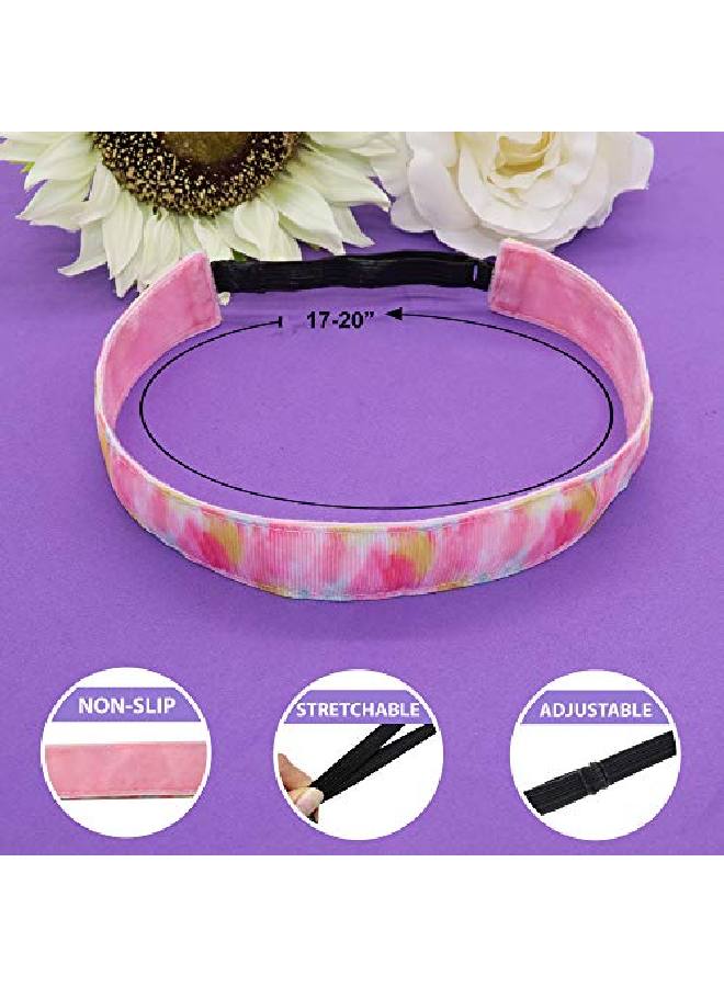 FROG SAC 6 Tie Dye Elastic Headbands For Girls No Slip Adjustable Rainbow Hair Bands For Kids Stretch Head Band For Girl Teens Cute Nonslip Tiedye Hair Accessories Birthday Party Favors - Image 5