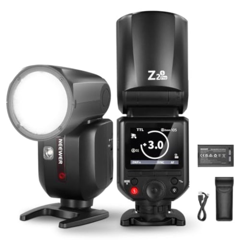 Z2PRO-S 2.4G TTL Round Head Flash Speedlite متوافق مع Sony، لاسلكي متوافق مع Godox، 76Ws 1/8000s HSS، واجهة مستخدم مطورة، مفتاح TTL/M TCM، بطارية 7.2 فولت/3000 مللي أمبير، 600 فلاش طاقة كاملة - Image 1