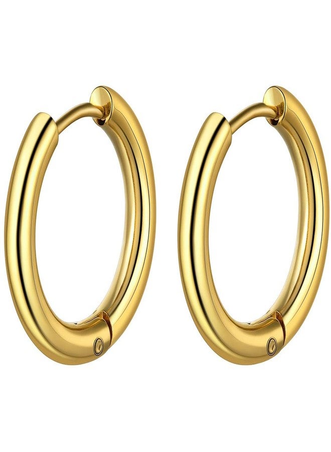 ChainsHouse Stud Earrings for Men Women,316L Stainless Steel/18K Gold/Black Metal, Punk Hypoallergenic Surgical Huggie Hoop Earrings Mens Jewelry Piercing Hoop Earrings, Metal - Image 1