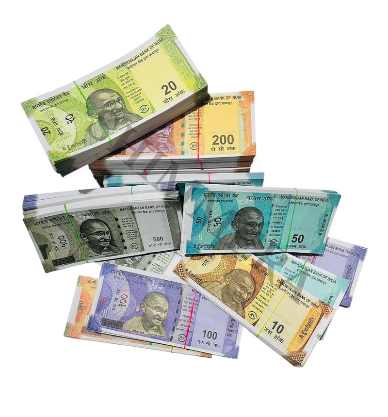 Shimmera Kids Playing Fake Rupees Cash Bundles 100 x 6 Units Set Total 600 Notes for Kids, Educational Toy Money Pack Nakli Note Set All New 10 | 20 | 50 | 100 | 200 | 500 Artificial Playing Currency - Image 2