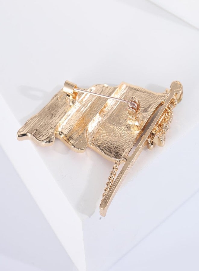 WAKYME Sparkle American Flag Brooches for Women Enamel Patriotic Pins Casual Accessory Gifts (Golden) - Image 5