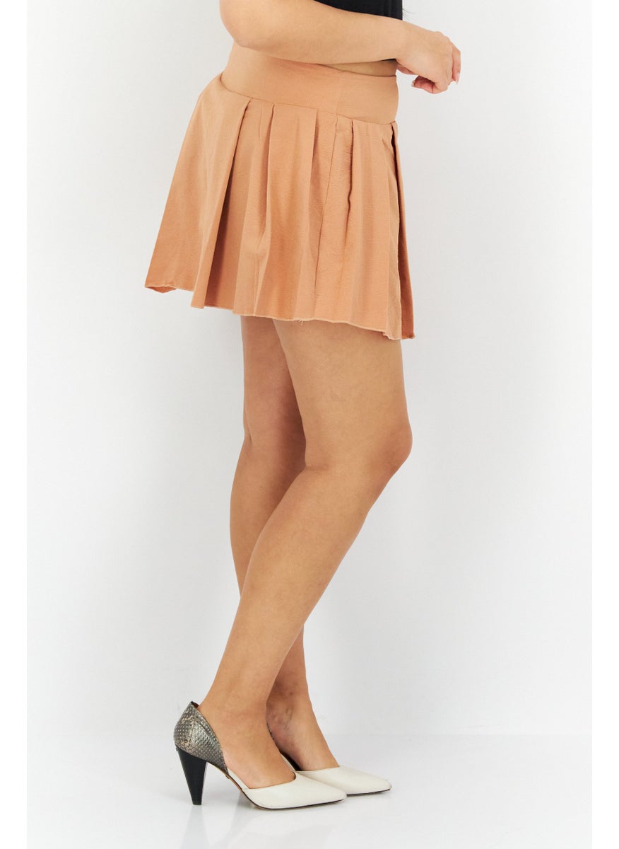 Outrageous Fortune Women Textured Pull On Skort, Tan  - Image 4