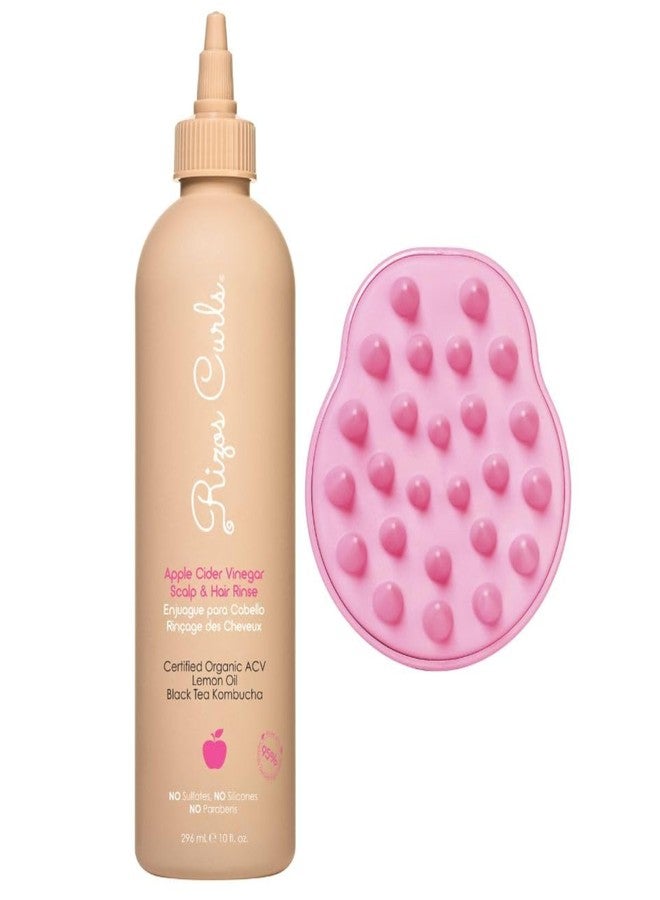 Rizos Curls Apple Cider Vinegar Scalp and Hair Rinse & Scalp Massage Brush Bundle - Image 1