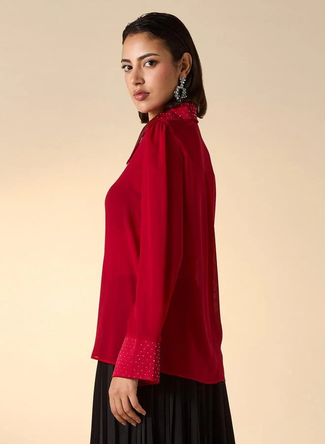 2Xtremz 2Xtremz Embellished Shirt with Long Sleeves