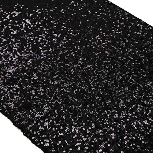 ShiDianYi 14 x 108 BlackSequin Wedding Table Runner  Glitter Halloween Decoration