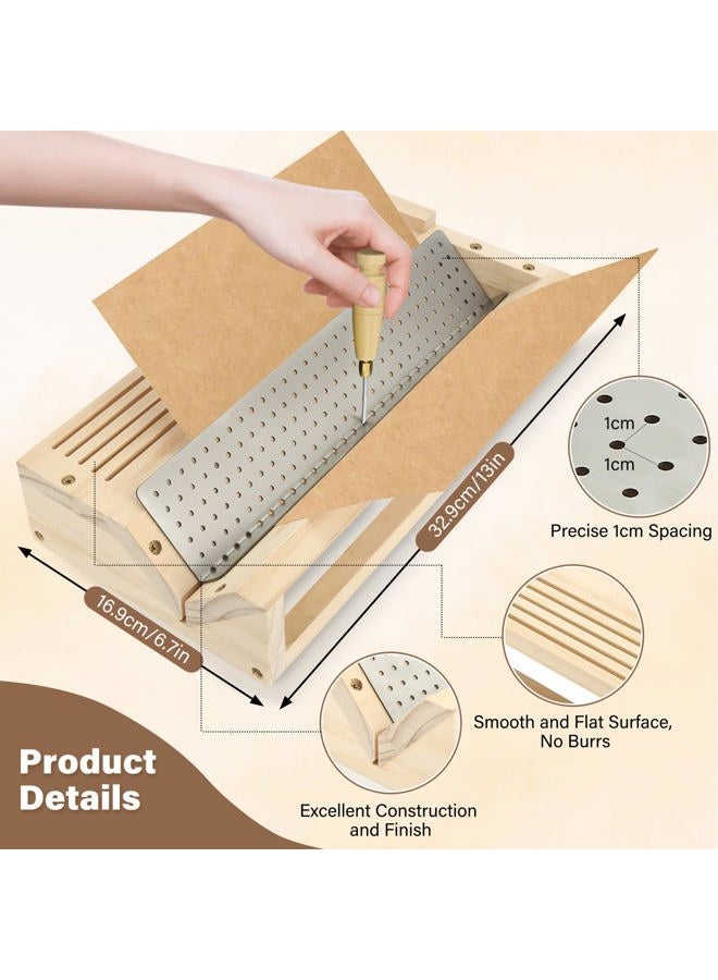 NewEle Bookbinding Punching Cradle Set, Includes Dual-Use Piercing Guide, with a Copper Awl - Signature Holes Punch for Books Cover, Journal, Mini Albums, Notebooks DIY Crafts, Easy to Use Guide - Image 2