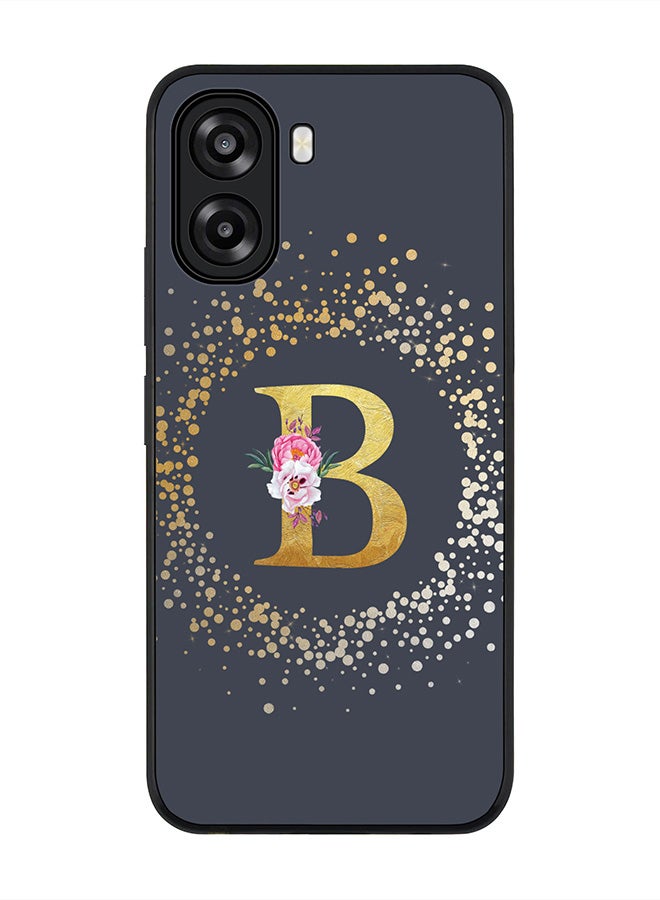 Stylizedd For Oppo A6x 5G / A6x 4G Case,Slim fit Camera Protection, Shockproof Thin Phone cover  - Custom Monogram Floral - B  (Grey ) - Image 1
