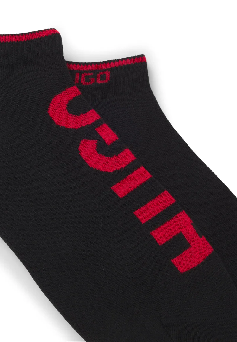 هوجو جوارب قطنية مريحة بطول الكاحل - عبوة من قطعتين بشعارات