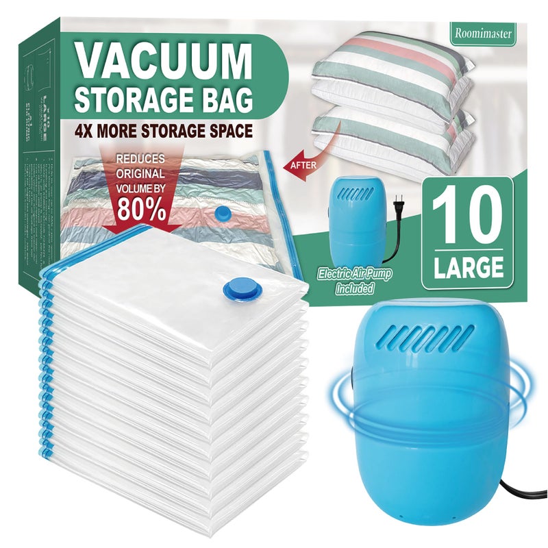 Space Saver Vacuum Storage Bags with Electric Pump  10 Large Bags for Clothes Comforters Blankets Bedding