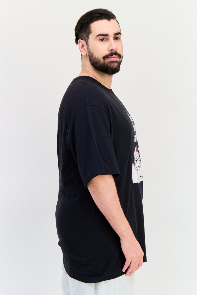 Reebok تي شيرت رياضي للرجال بأكمام قصيرة مناسب للخارج، أسود - Image 2