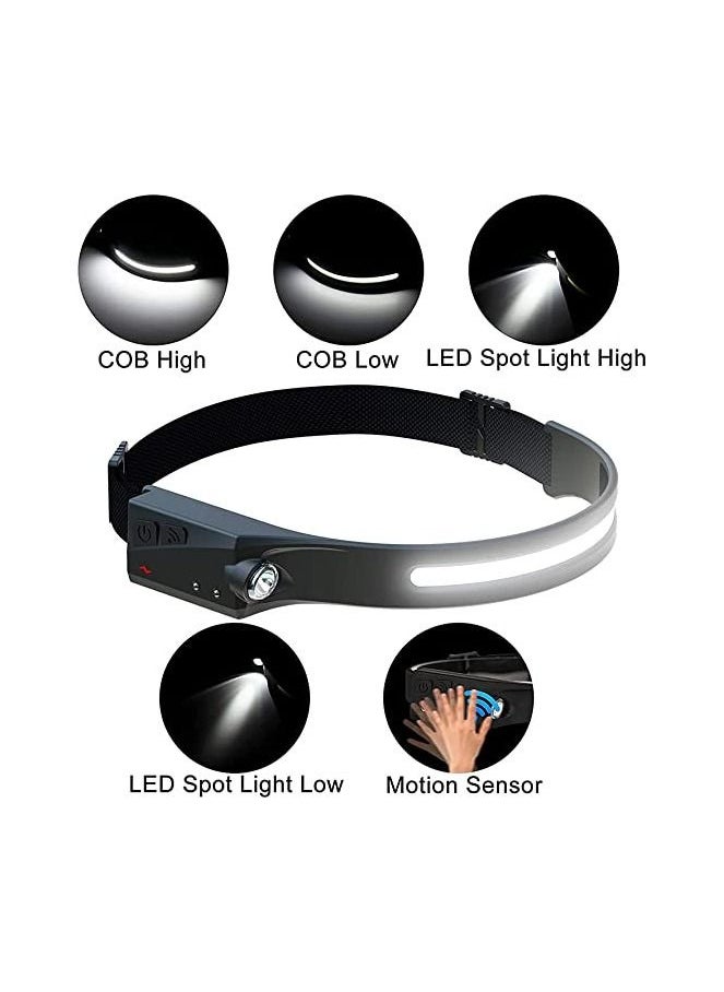 Generic LED Headlamp, Rechargeable Flashlight for Adults, 230° Wide Beam Headlight, Motion Sensor Head Lamp, Adjustable Headband Outdoor Waterproof Head Light for Running, Camping, Hiking  - Image 3
