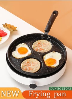 4 Hole Nonstick Frying Pans, round and heart shaped frying pan, multifunctional flat bottomed pan, induction cooker gas universal, used for frying eggs, breakfast，hamburgers, steak