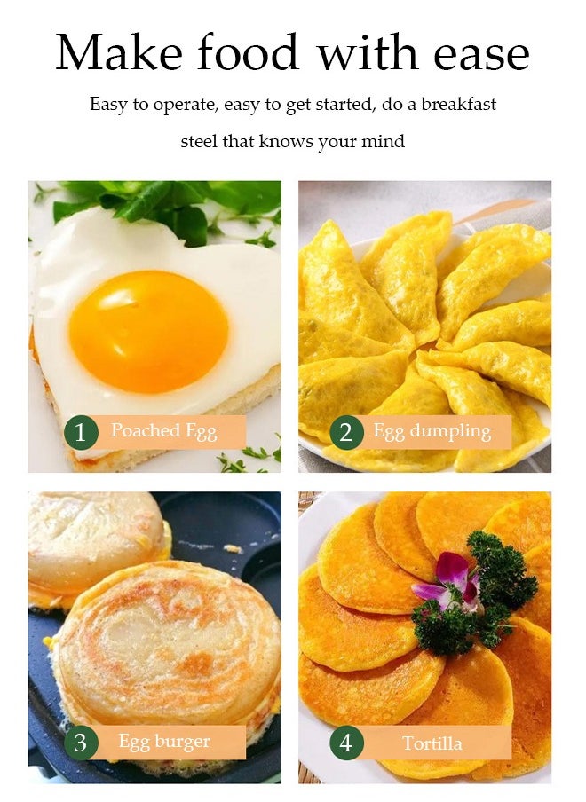 DUNISO - 4 Hole Nonstick Frying Pans, round and heart shaped frying pan, multifunctional flat bottomed pan, induction cooker gas universal, used for frying eggs, breakfast，hamburgers, steak - Image 1