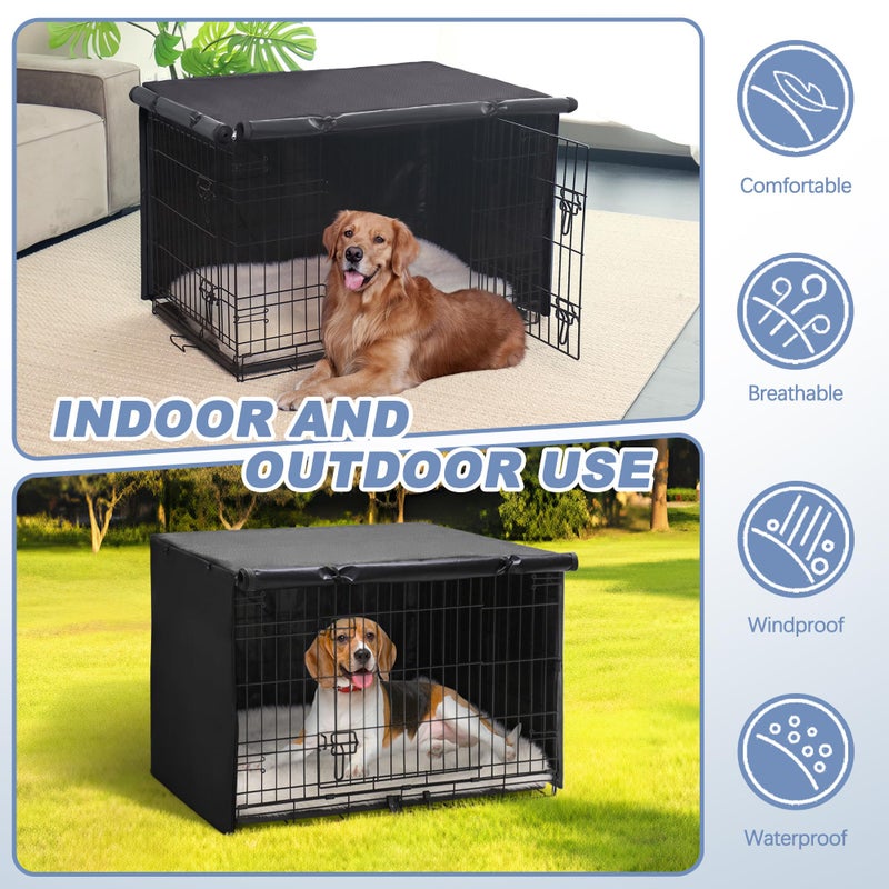 Akinerri Dog Crate Cover - Double Door Waterproof Kennel Cover, Durable 600D Polyester, Black, Fits 42 Inch Dog Crate - Image 5