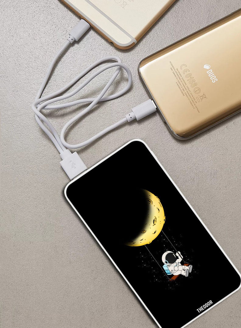 Theodor 10,000 mAh Super Fast Charging Ultra Compact Power Bank with Quick Charge & Power Delivery, Portable Charger For iPhone and Android Astronaut Hanging - Image 2