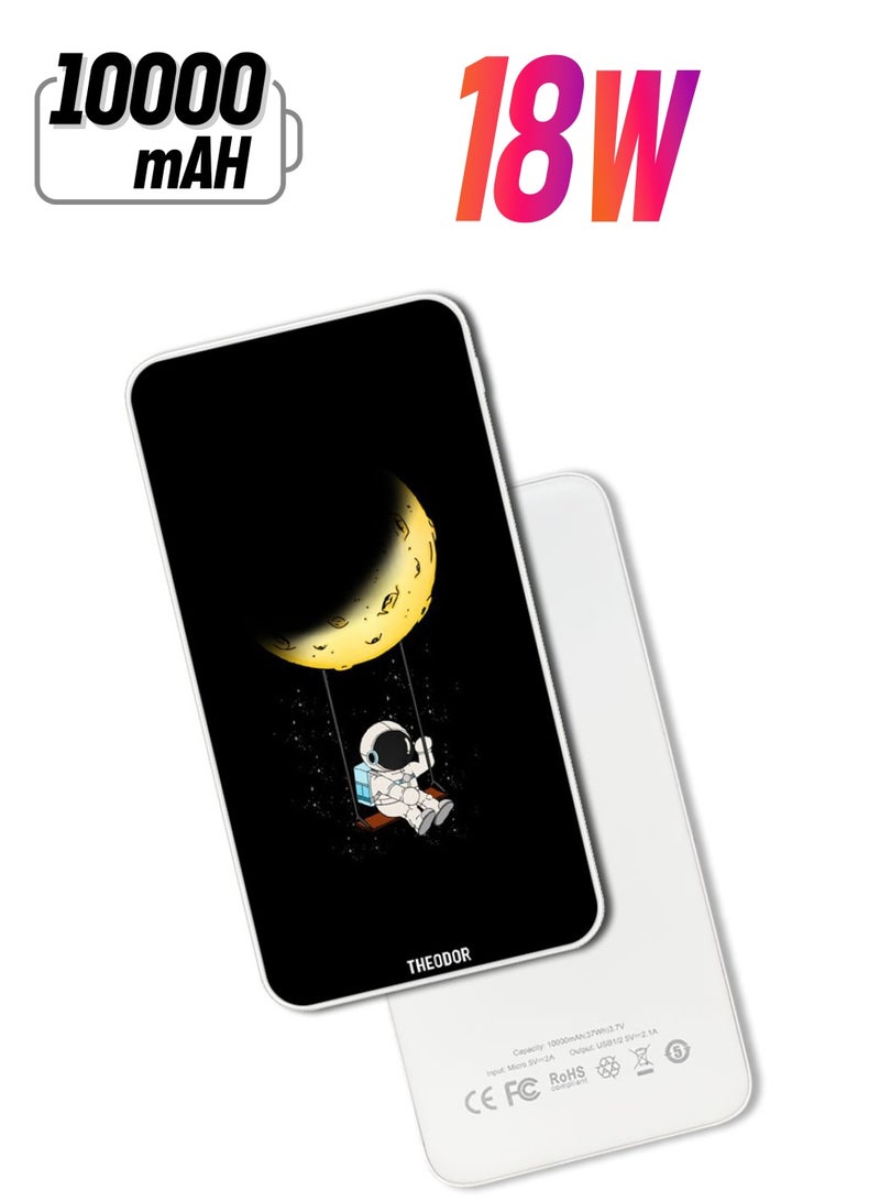 Theodor 10,000 mAh Super Fast Charging Ultra Compact Power Bank with Quick Charge & Power Delivery, Portable Charger For iPhone and Android Astronaut Hanging - Image 1