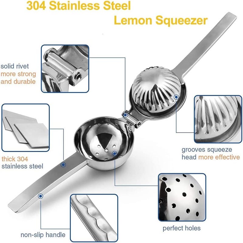 klarako 1 Piece of Manual Lemon Squeezer Stainless Steel Lemon Squeezer Manual Juicer Orange Citrus Juicer With Silicone Handles Suitable for Lemons, Kiwis, Grapes and Other Citrus Fruits - Image 5