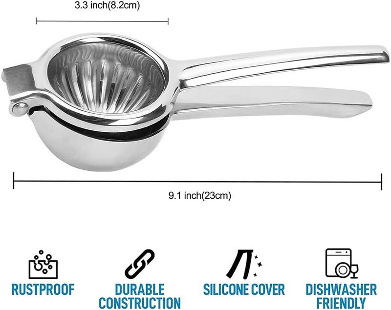 klarako 1 Piece of Manual Lemon Squeezer Stainless Steel Lemon Squeezer Manual Juicer Orange Citrus Juicer With Silicone Handles Suitable for Lemons, Kiwis, Grapes and Other Citrus Fruits - Image 2