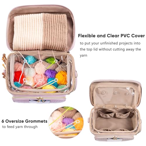 MYBAGZING Crochet Bag Organizer Yarn Bags for Crocheting Crochet Storage Bag with Pockets for Crochet Hooks Crochet Accessories Yarn Organizers Yarn Holders for Crocheting Knitting Bags - Image 3