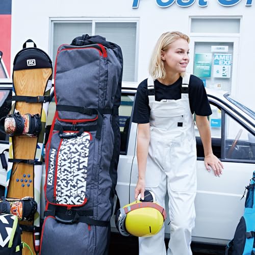 XCMAN Padded Snowboard Bag with Wheels, Extendable Roller Ski Bag for Air Traveling Adjustable Length - Extra Long/Wide/Deep,Waterproof - with Protection Ribs - Image 2