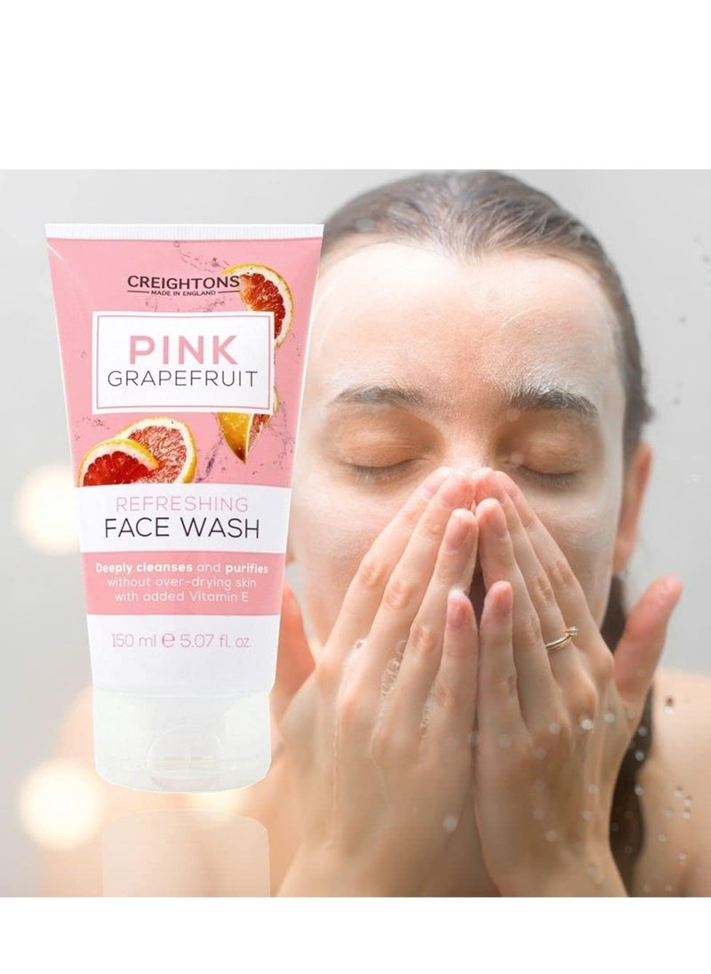 CREIGHTONS - Pink Grapefruit Refreshing Face Wash 150ml Deeply cleanses and purifies without over drying skin With added Vitamin E Dermatologically Tested - Image 1