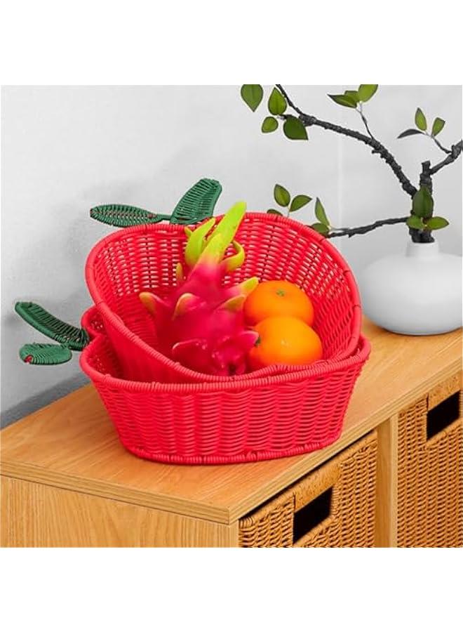 Rattan Fruit Basket, Apple Shaped Wicker Bread Basket Food Snack Serving Basket Decorative Storage Basket for Kitchen Counter Bathroom Organizing  - Image 5