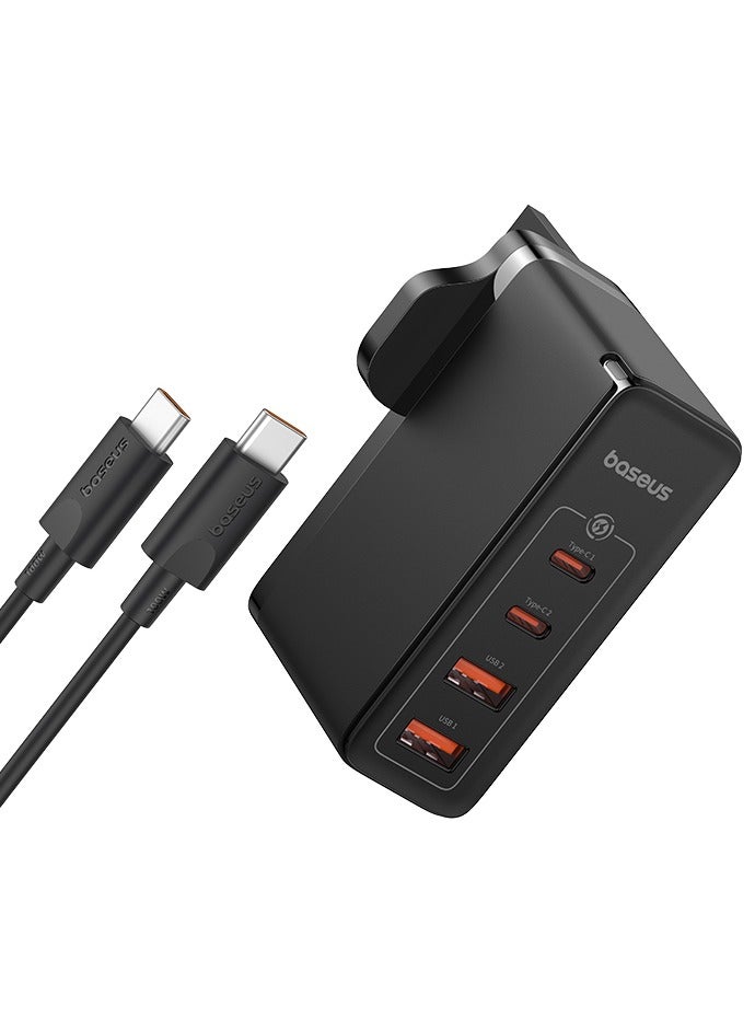 بيسوس شاحن سريع GaN5 Pro ثنائي النوع C ومنفذ USB مزدوج 100 وات مع كابل صغير من النوع C إلى النوع C بطول 1 متر أسود - Image 2
