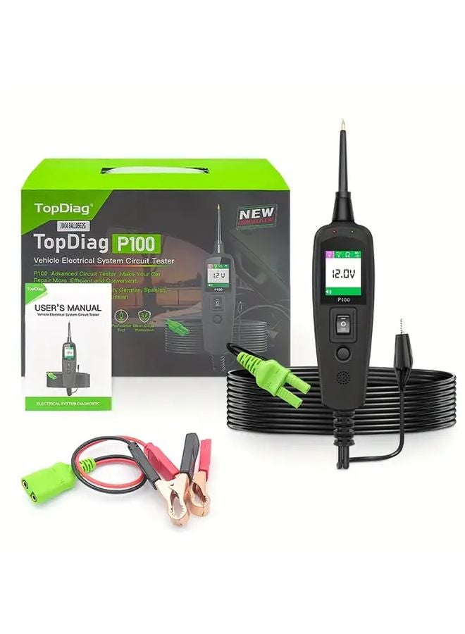 P100 Heavy Duty 12V 24V Automotive Circuit Tester With 6 5ft Cable Digital Voltage Meter - Image 2