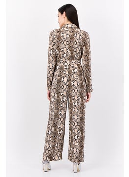 Phase Eight Women Animal Print Long Sleeve Jumpsuit, Brown  - Image 4