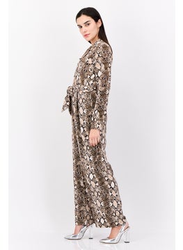 Phase Eight Women Animal Print Long Sleeve Jumpsuit, Brown  - Image 3