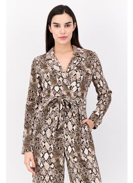 Phase Eight Women Animal Print Long Sleeve Jumpsuit, Brown  - Image 2