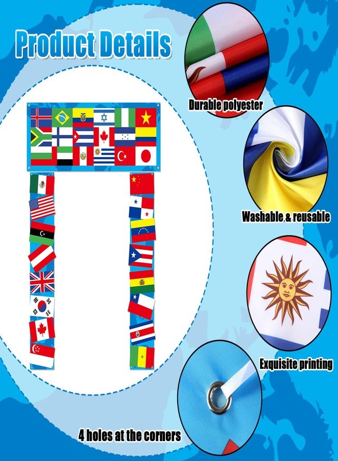 Oitnlaughter International World Flags Porch Banner Country Flags Decorations Welcome International Hanging Door Banners Around the Worlds Background Banner for Globe Travel School Club Sport Event Decor Supplies - Image 3