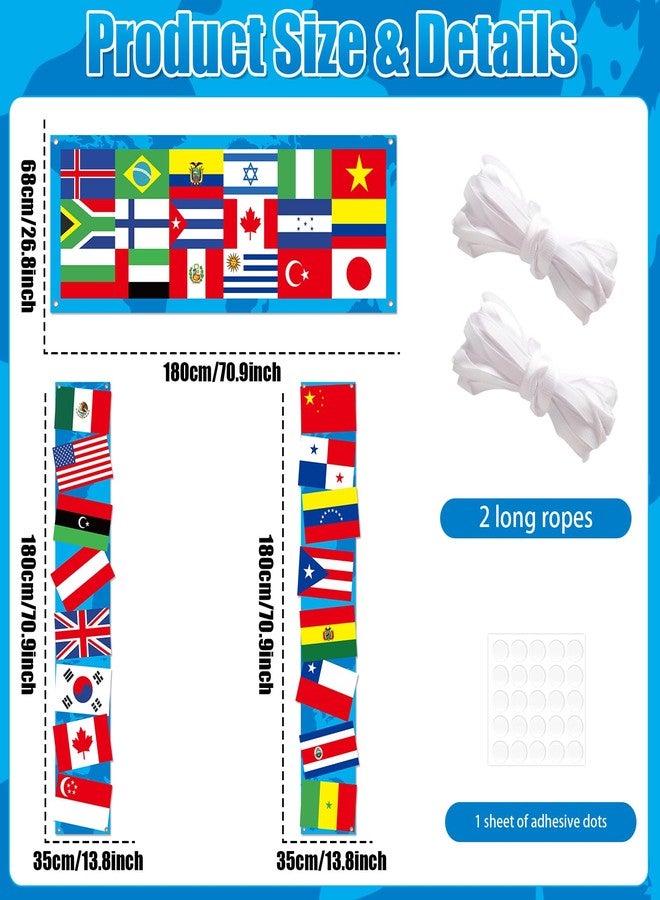 Oitnlaughter International World Flags Porch Banner Country Flags Decorations Welcome International Hanging Door Banners Around the Worlds Background Banner for Globe Travel School Club Sport Event Decor Supplies - Image 2